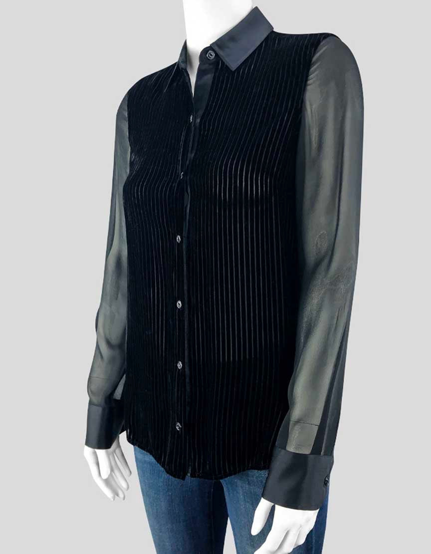 Rag Bone Danni Velvet Black Blouse X-Small