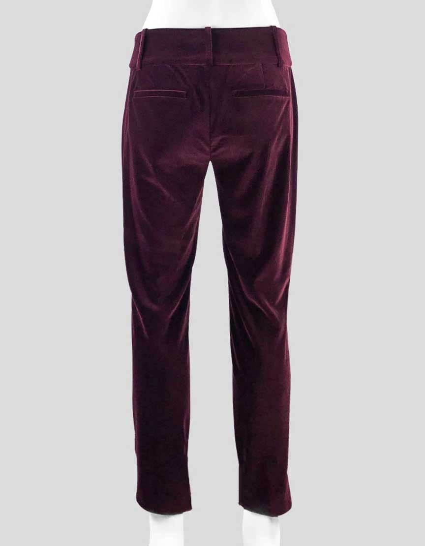 Alice + Olivia Bordeaux Velvet Pants - 2 US