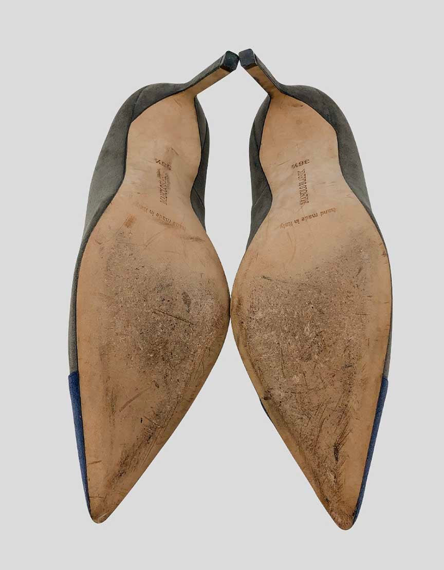 MANOLO BLAHNIK Bb Grey And Blue Suede Pumps - 36.5 IT | 6.5 US