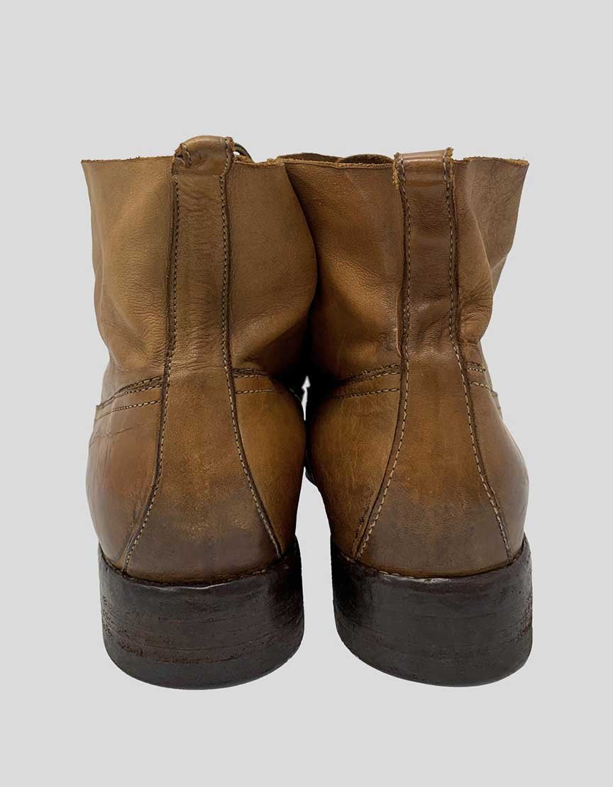 Sartore Lace Up Round Toe Tan Boots - 36.5 IT | 6.5 US