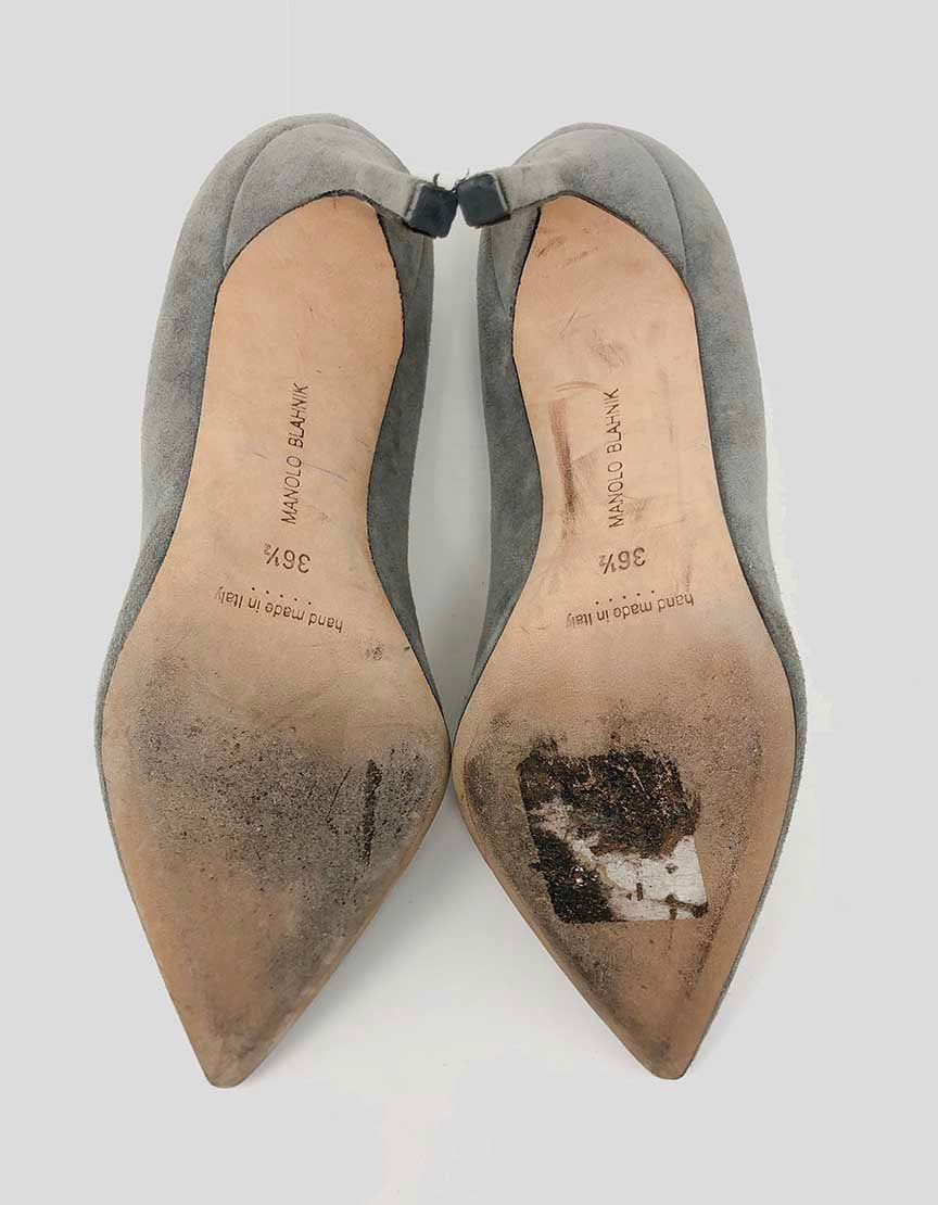 MANOLO BLAHNIK Grey Suede Bb Pumps - 36.5 IT | 6.5 US