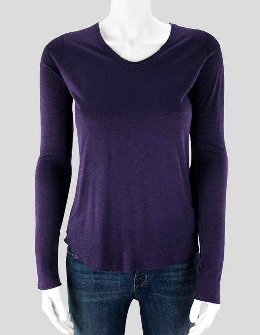 Vince Women's Long Sleeve Scoop Neck T Shirt In Dark Purple X-Small