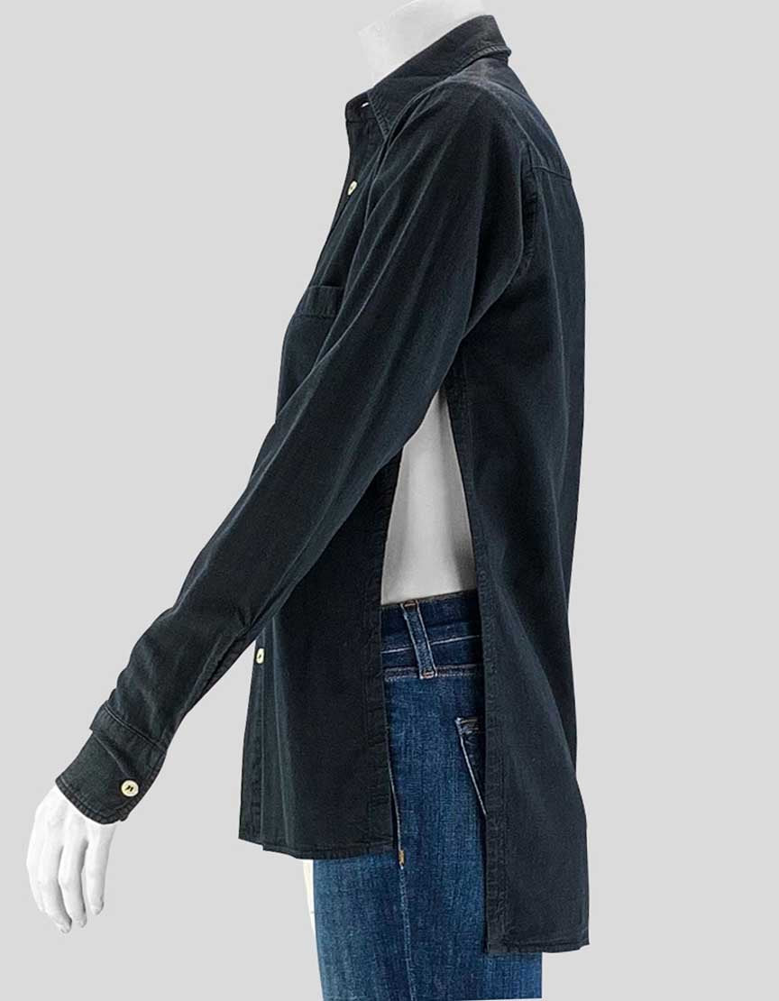 R13 Black Button Down Shirt With Side Slits Size X-Small