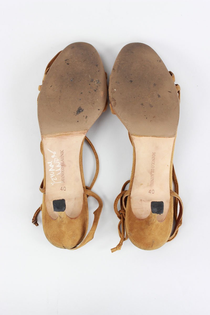 MANOLO BLAHNIK Suede Tie Sandals 40 IT | 10 US