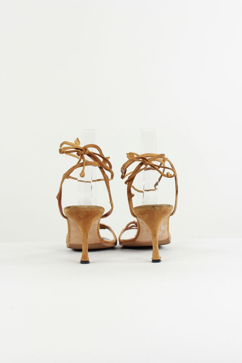 MANOLO BLAHNIK Suede Tie Sandals 40 IT | 10 US