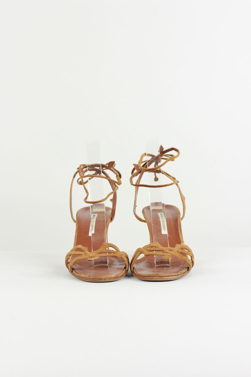 MANOLO BLAHNIK Suede Tie Sandals 40 IT | 10 US