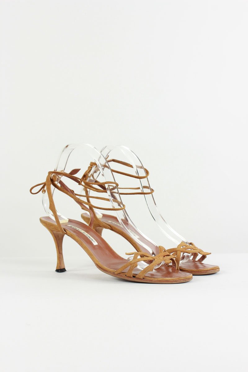 MANOLO BLAHNIK Suede Tie Sandals 40 IT | 10 US
