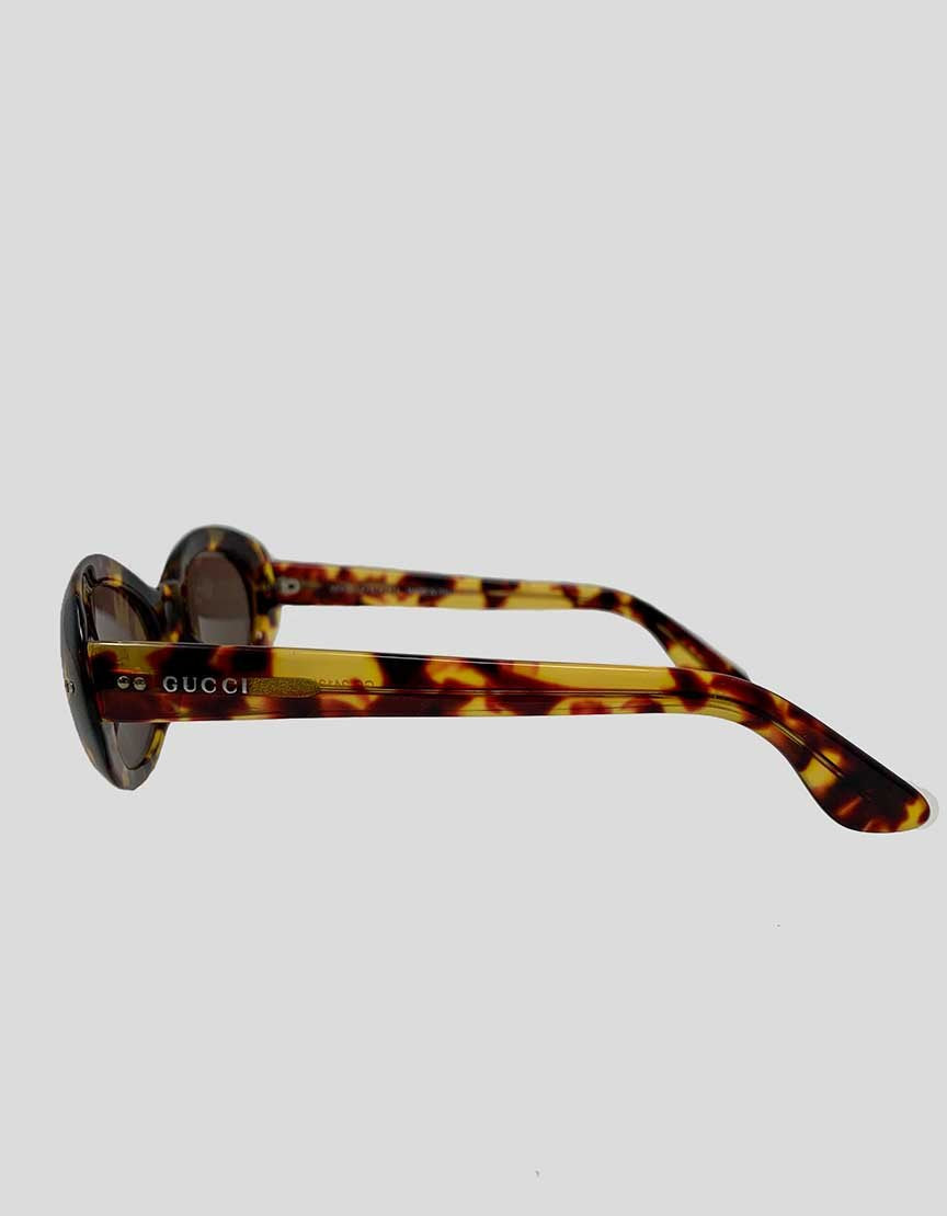 Gucci Tortoise Sunglasses In Tortoise With Gucci Branding On Arms