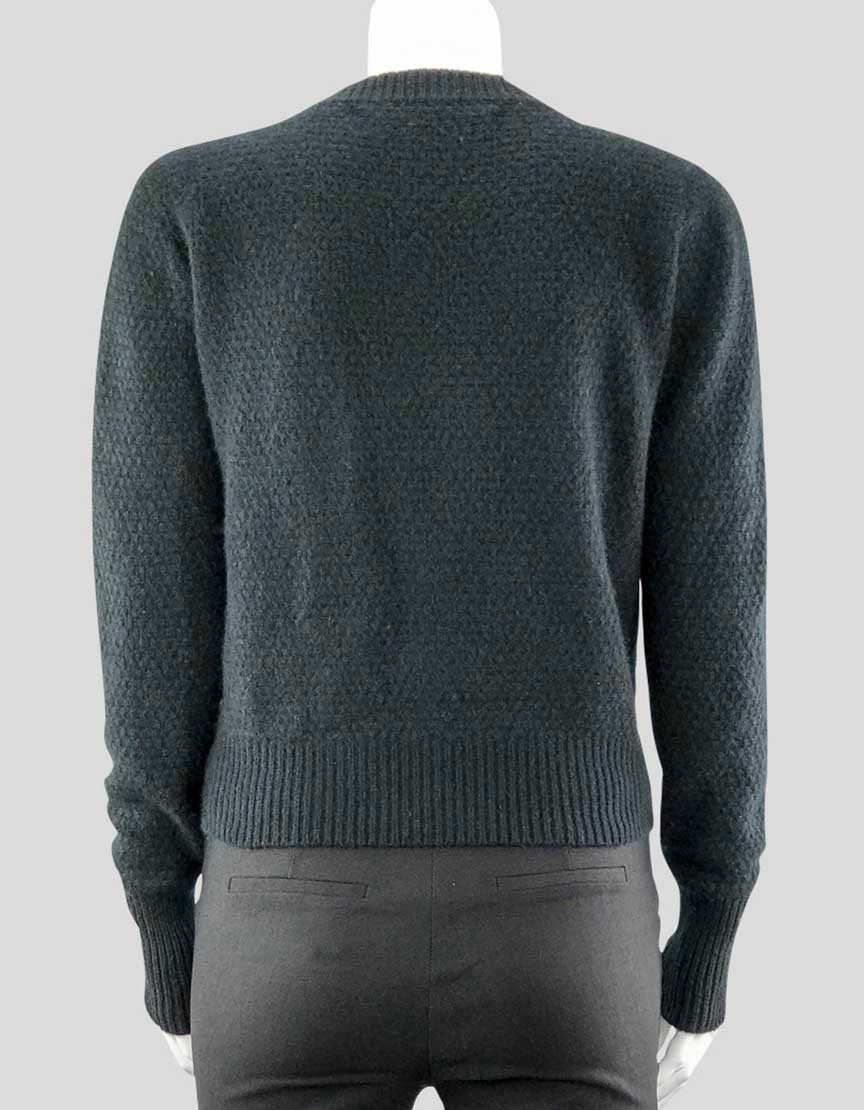 The Elder Statesman Women's Black Long Sleeve Crewneck Knit Sweater Cropped Sweater Ribbing At Waist Sleeves And Neck Size Medium