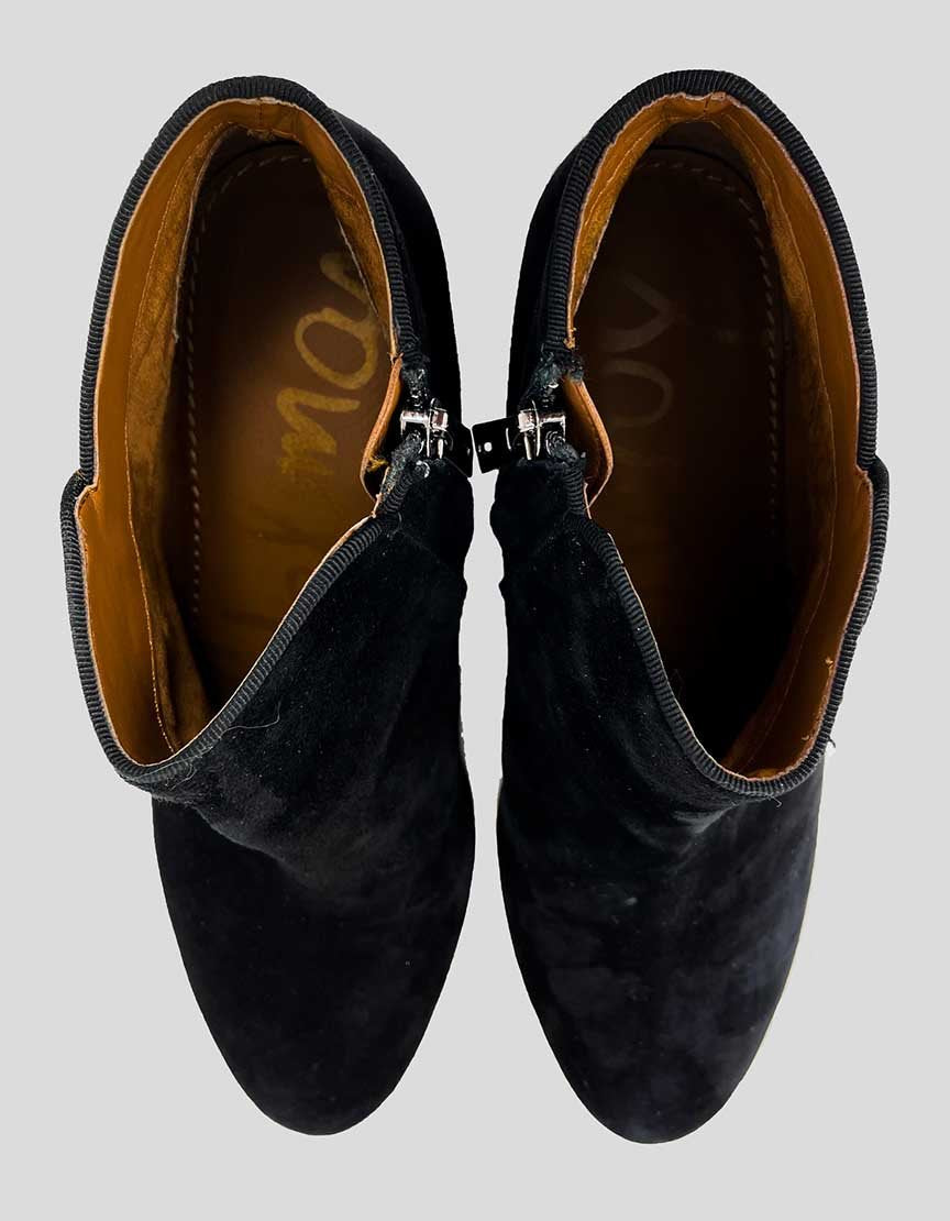 Sam Edelman Petty Black Suede Ankle Boots - 8.5 US