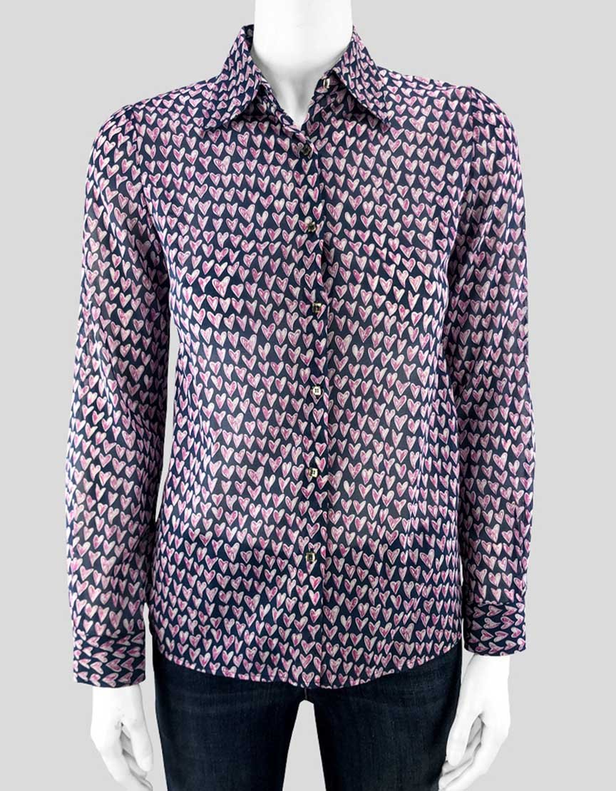 BARNEYS NEW YORK Heart Print Blouse - 36 IT | 0 US