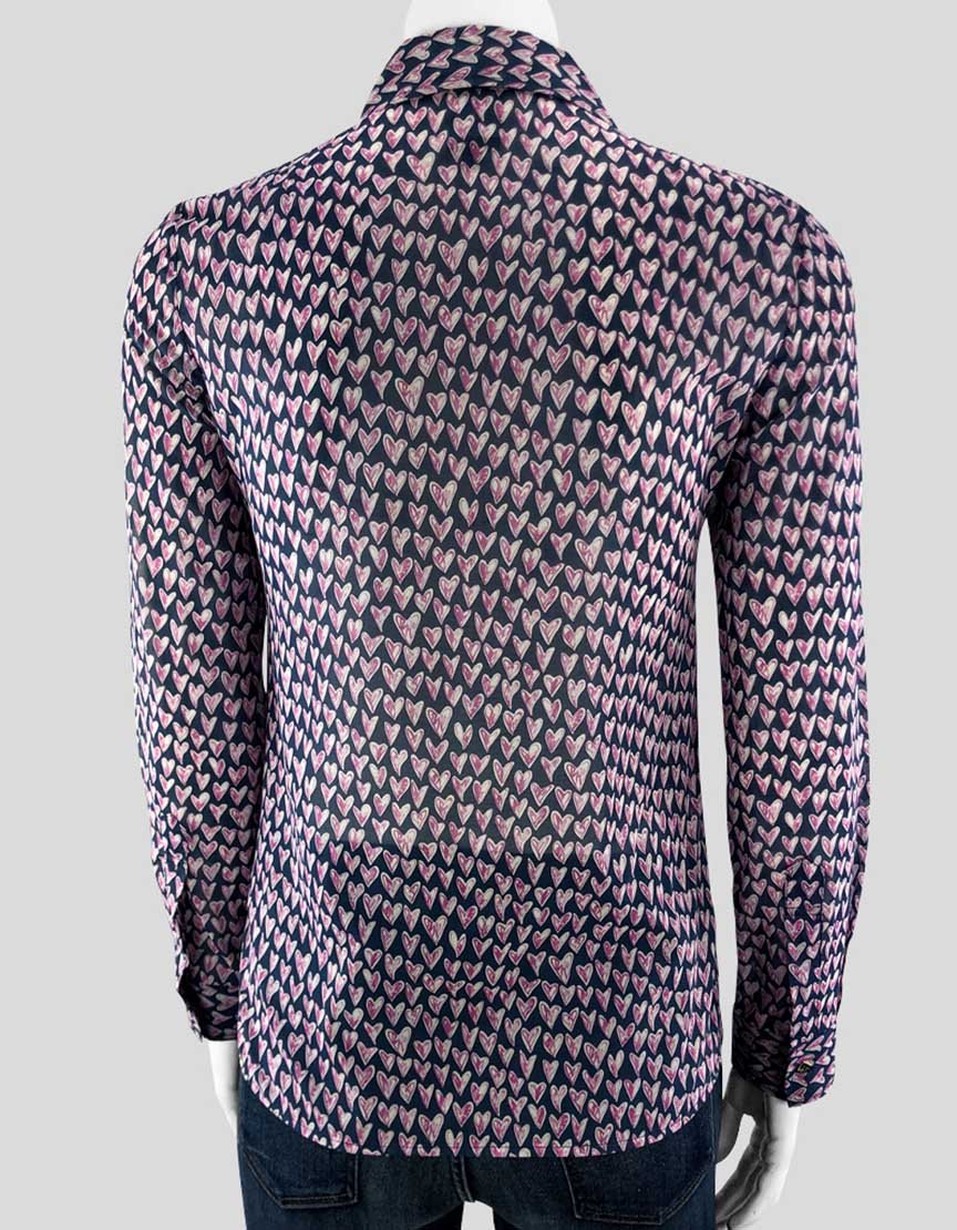 BARNEYS NEW YORK Heart Print Blouse - 36 IT | 0 US
