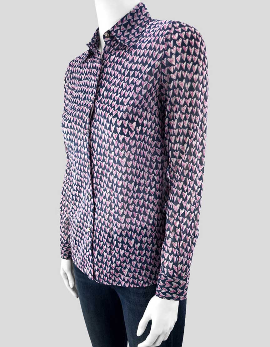 BARNEYS NEW YORK Heart Print Blouse - 36 IT | 0 US