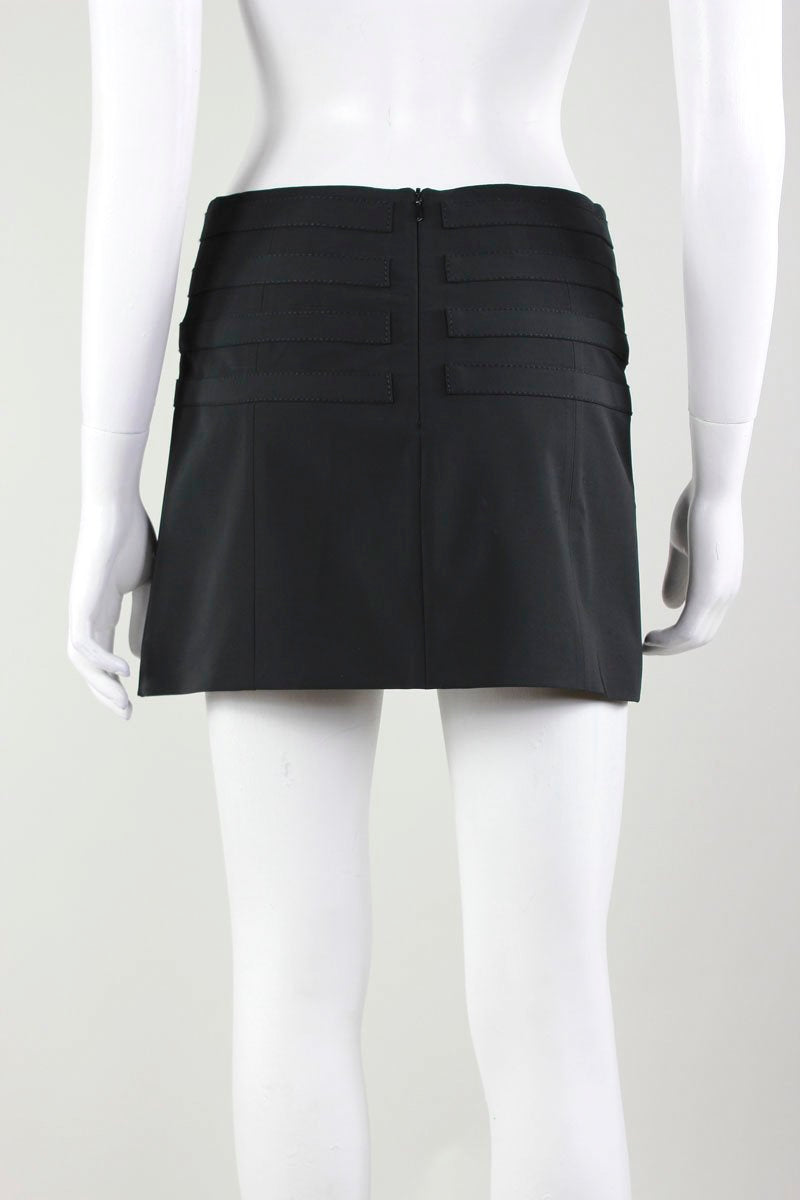Karen Millen Black Mini Skirt With Side Buckle Design - 4 US