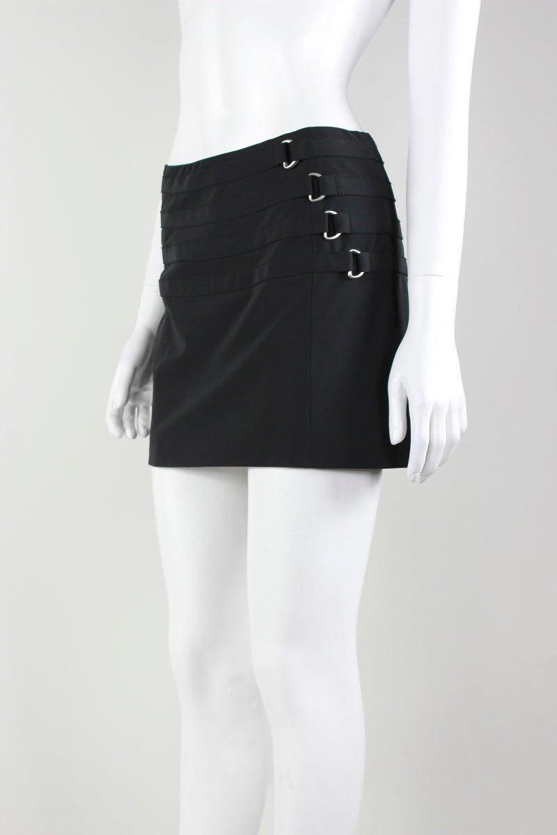 Karen Millen Black Mini Skirt With Side Buckle Design - 4 US