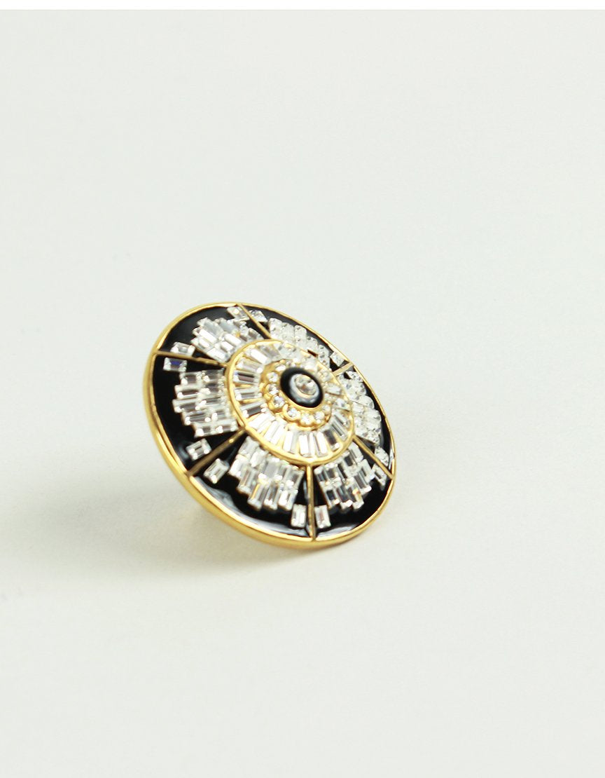 Black & White Jeweled Ring - Size 5