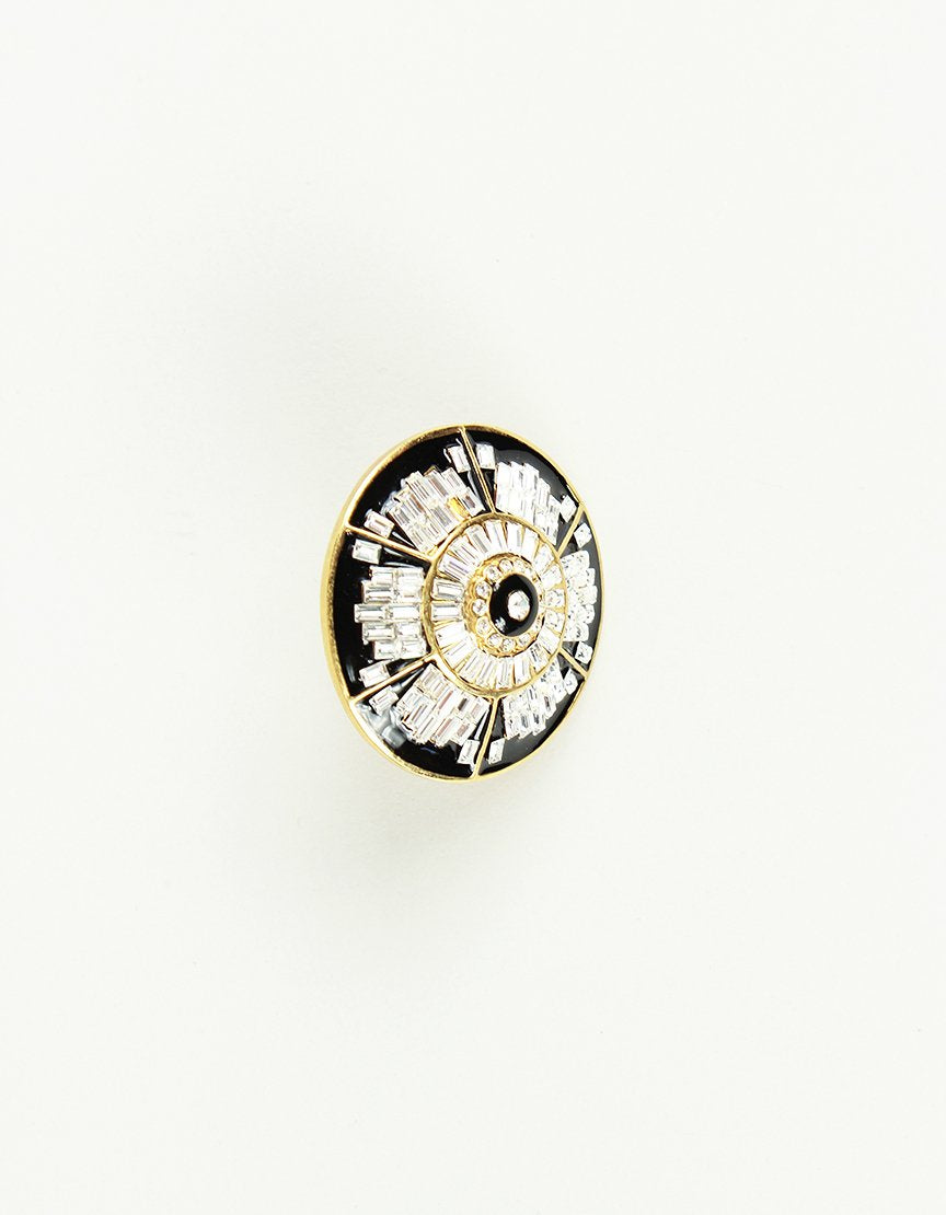 Black & White Jeweled Ring - Size 5