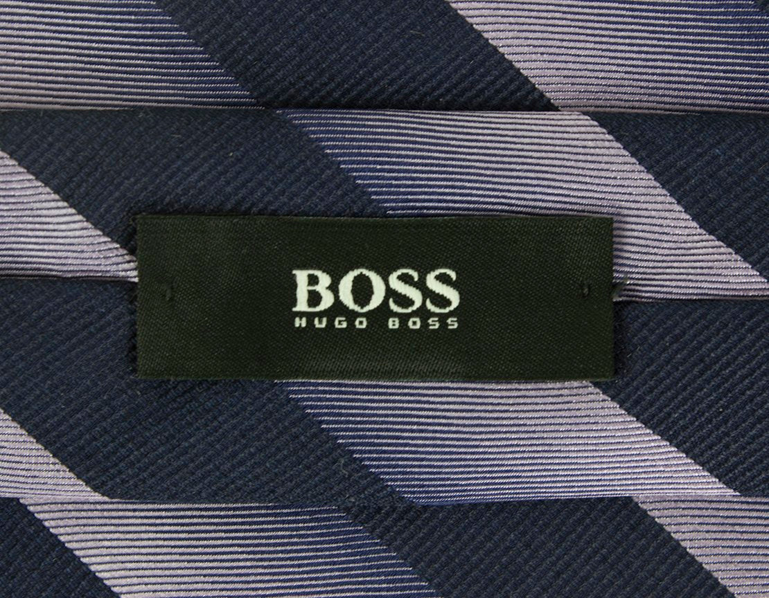 BOSS HUGO BOSS Lilac And Navy Blue Striped Tie - One Size