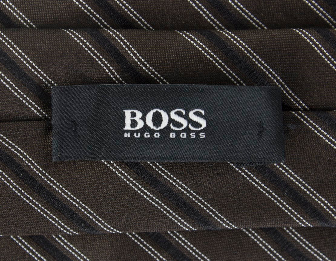BOSS HUGO BOSS Brown Tie with Stripes - One Size