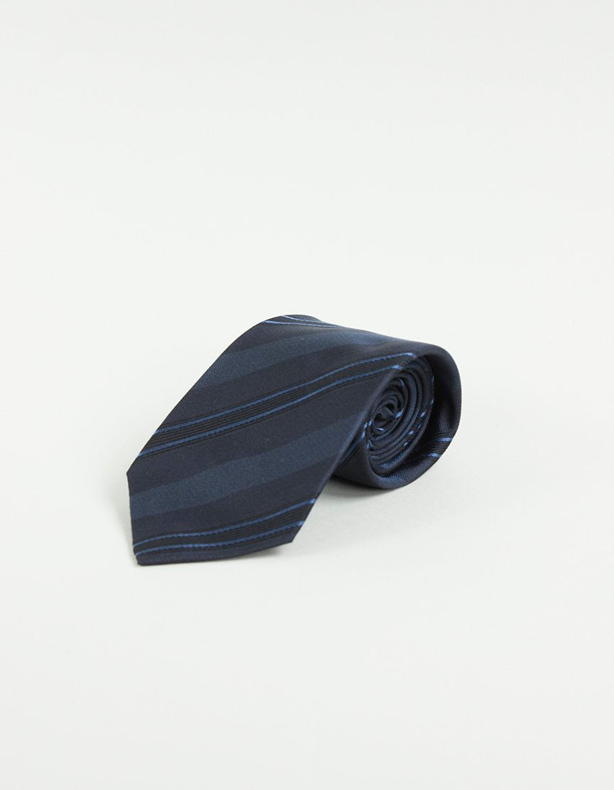 JOHN VARVATOS USA Blue Tie With Blue and Black Stripes - One Size