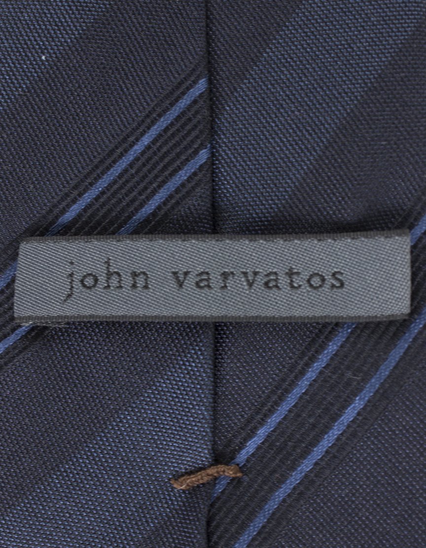 JOHN VARVATOS USA Blue Tie With Blue and Black Stripes - One Size
