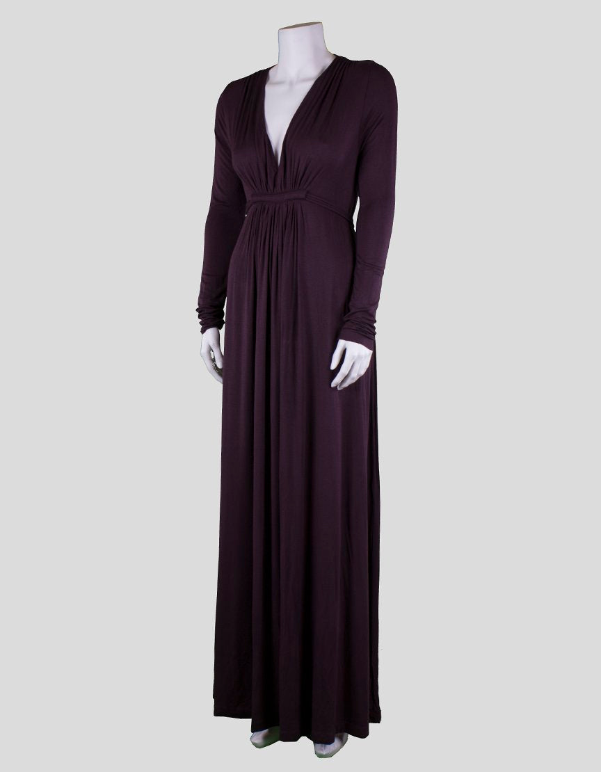 Rachel Pally Long Tie Under Bust Brown Maxi Dress With Long Sleeves And V-Neck Size Small