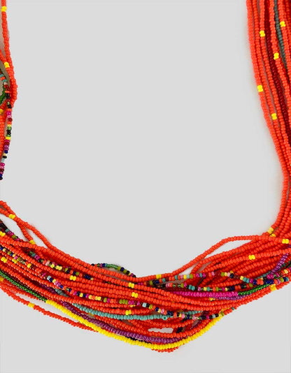 Chan Luu Orange Multi Colored Seed Bead Necklace