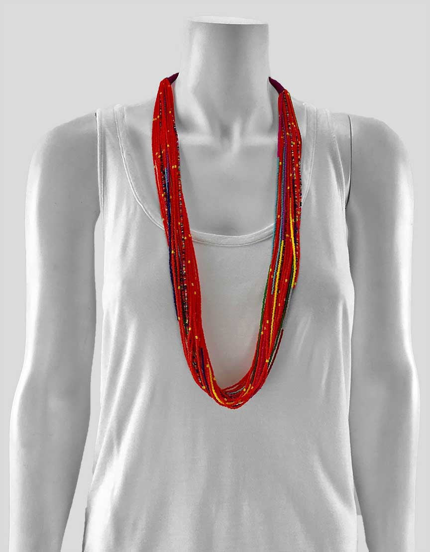 Chan Luu Orange Multi Colored Seed Bead Necklace