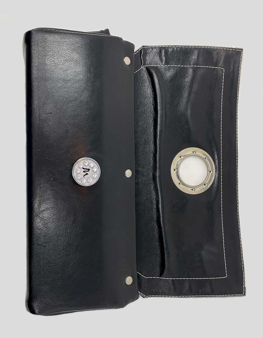 Michique Oversized Black And Cream Clutch Bag With Swarovski Crystals