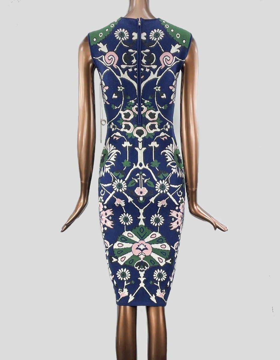 Viavai Erika Floral Jqd Knit Dress In Midnight Blue Size: Small