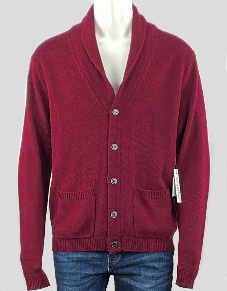 Paisley & Gray Maroon Cardigan With Elbow Patch Detail Size X Large