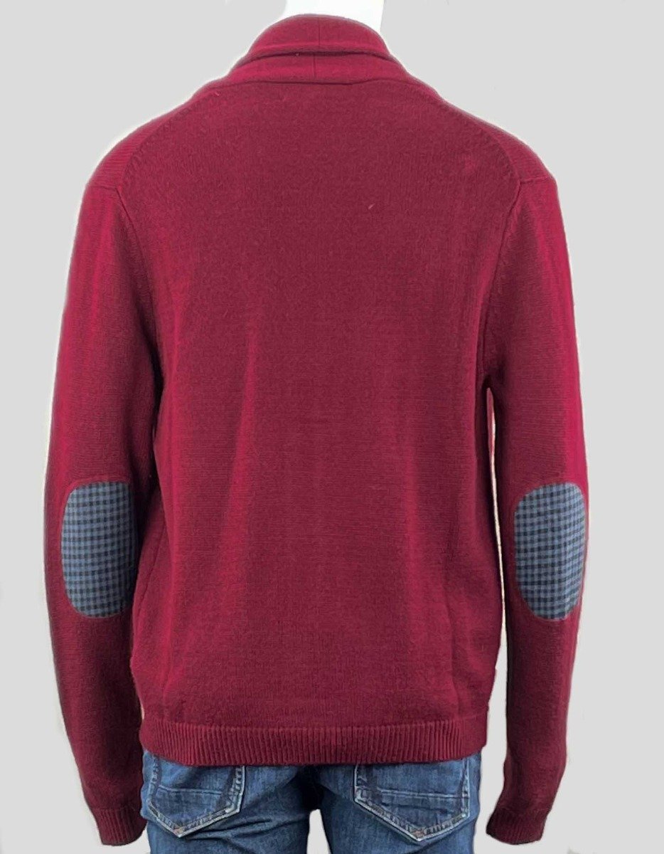 Paisley & Gray Maroon Cardigan With Elbow Patch Detail Size X Large