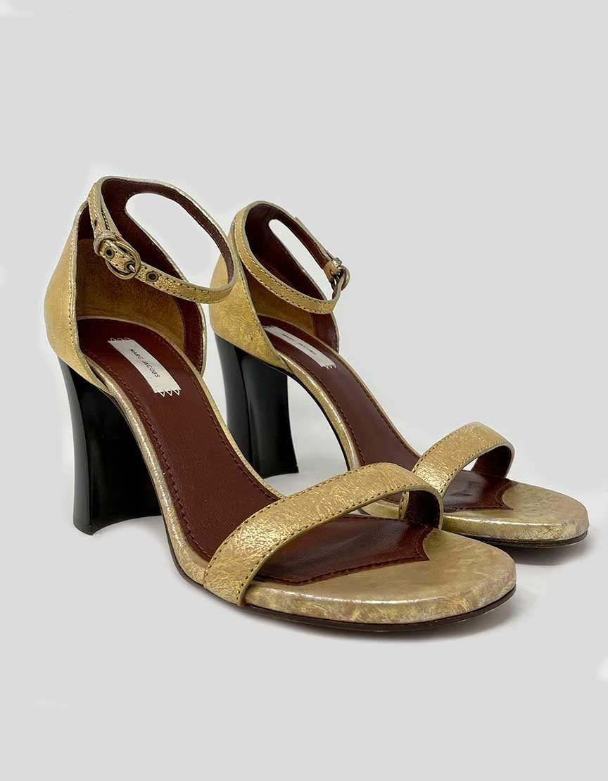 MARC JACOBS Gold Sandals With Block Heels - 39 IT | 9 US