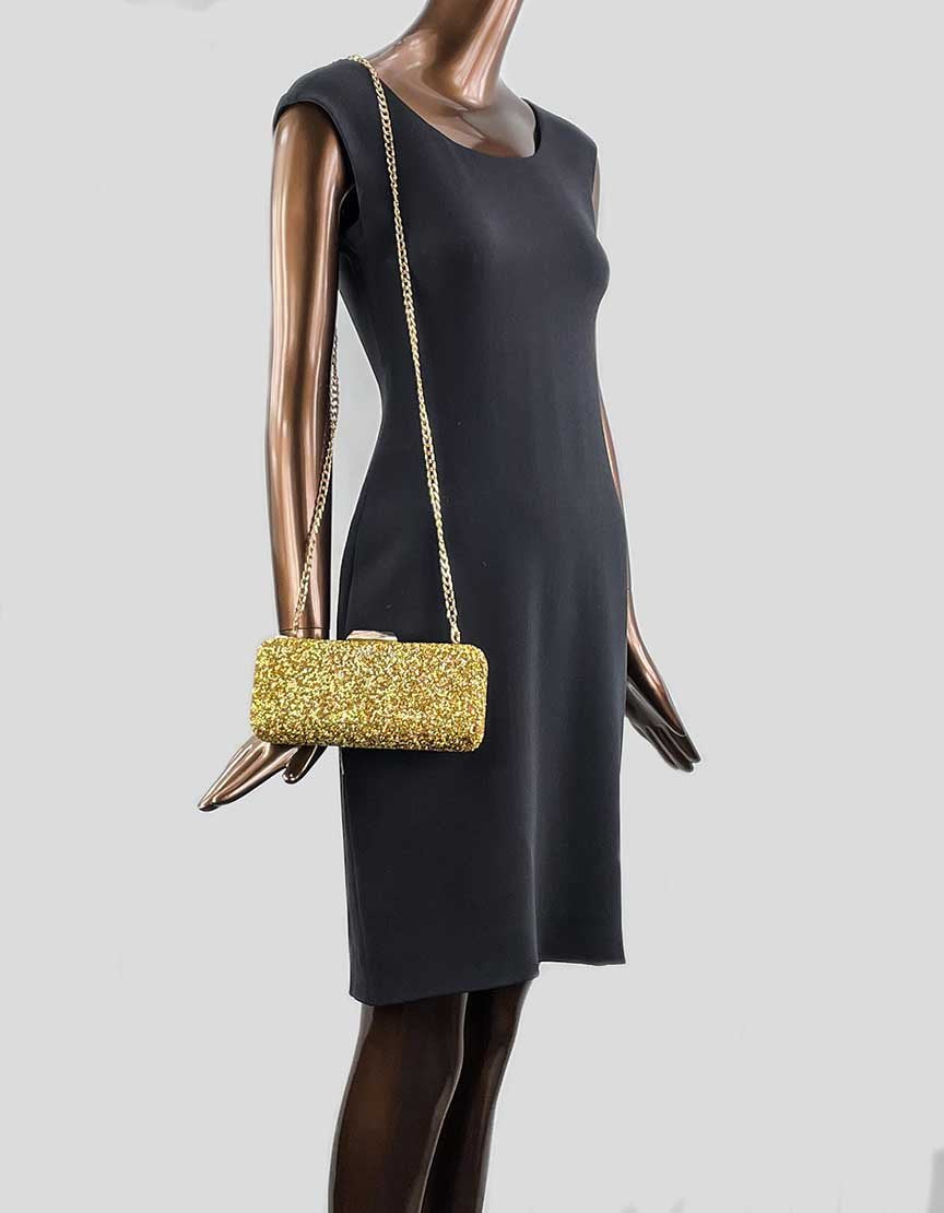 SAKS FIFTH AVENUE Gold Jewel Box Clutch