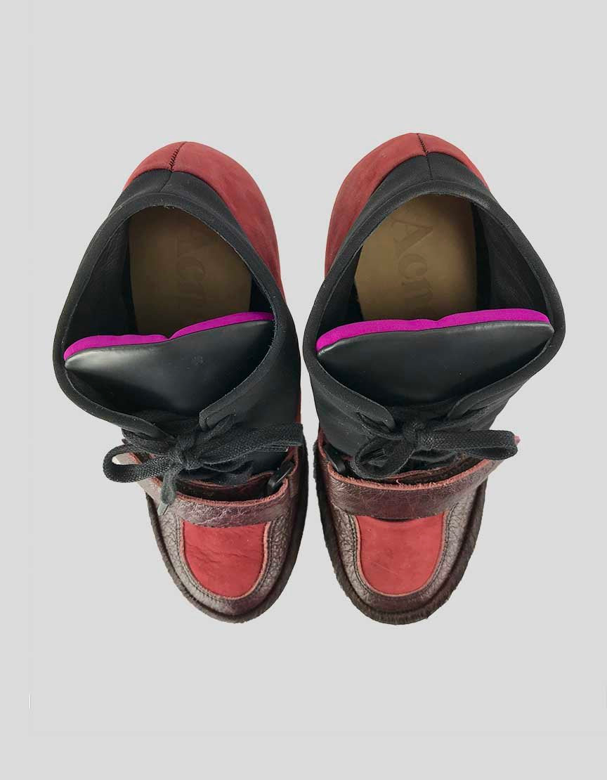 ACNE STUDIOS Ace Bordeaux Round Toe Booties - 37 IT | 7 US