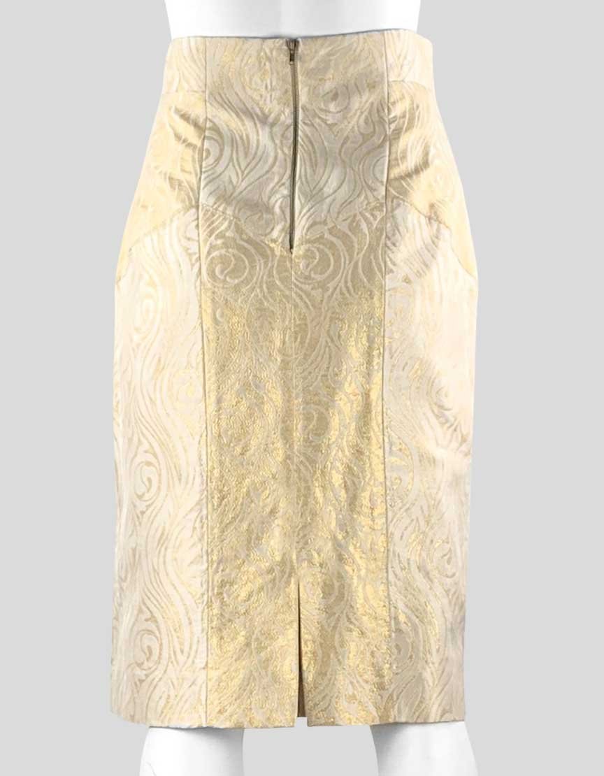 Nicole Miller Women's Gold Jacquard Evening Skirt With Side Paneling 4 US