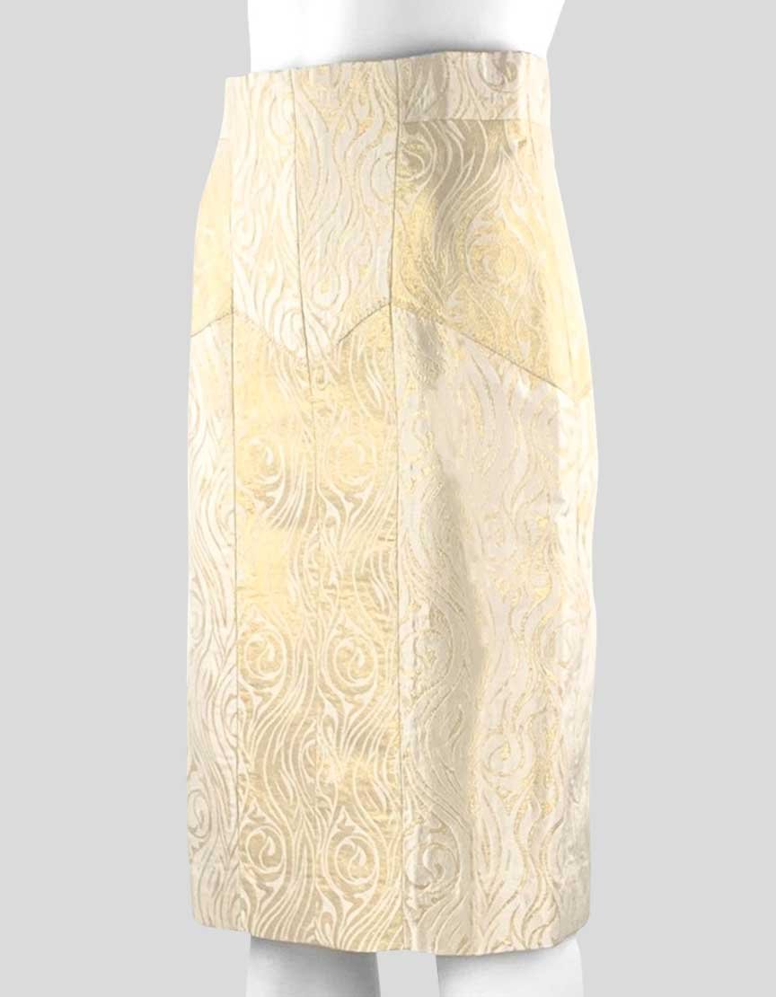 Nicole Miller Women's Gold Jacquard Evening Skirt With Side Paneling 4 US
