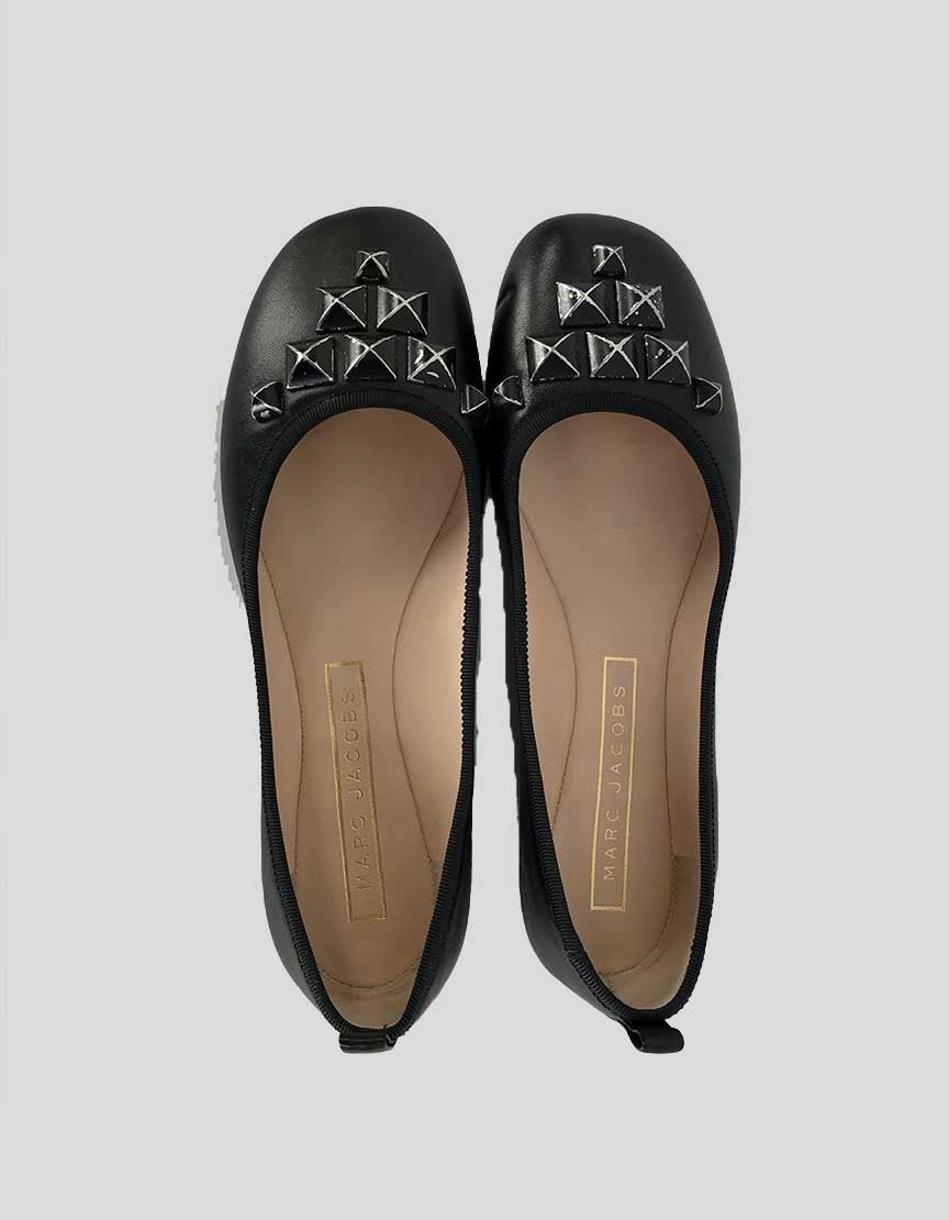 MARC JACOBS Black Leather Flats - 7 US | 37 IT