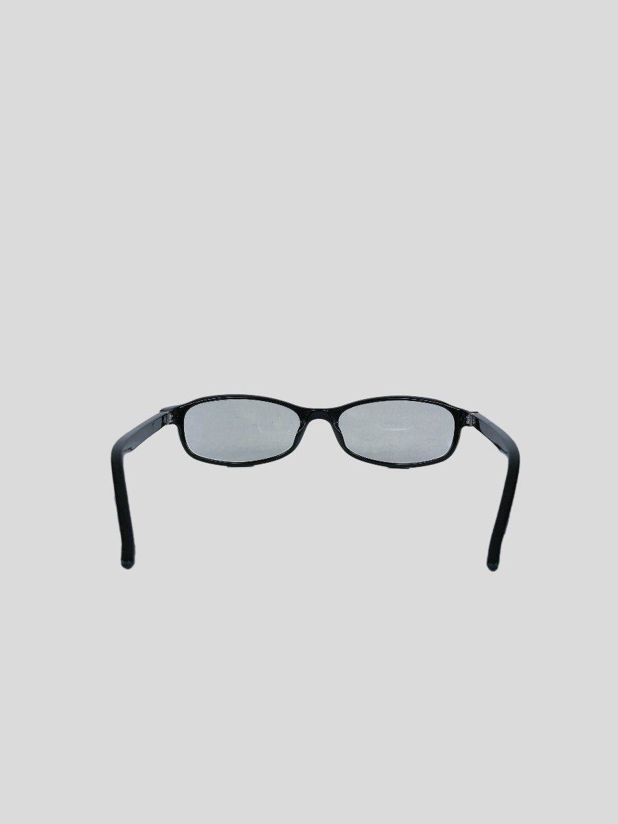 Gucci Black Eyeglass Frames With Silver Tone Brand Logo On The Arms