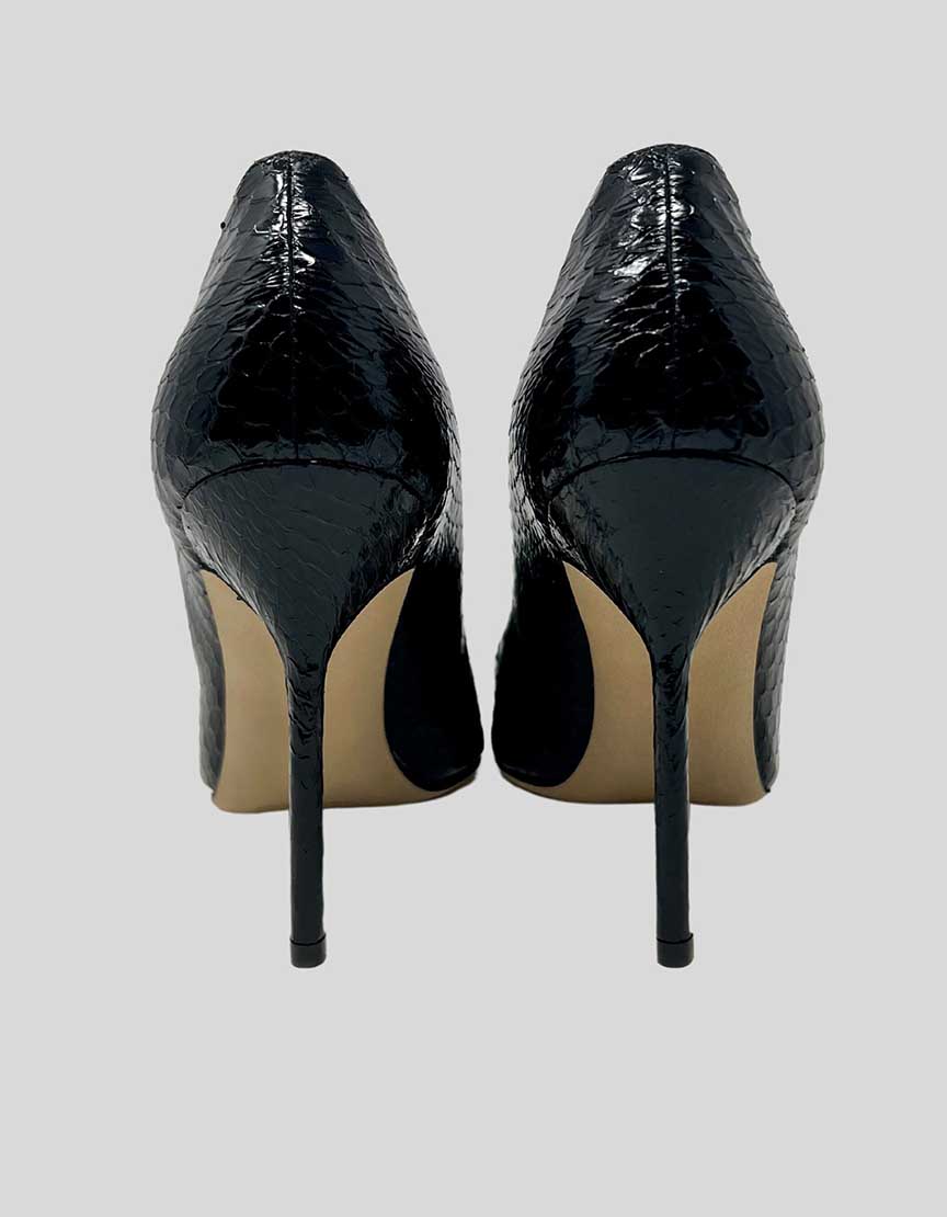 Manolo Blahnik Black BB Snakeskin Embossed Pumps - 39 IT | 9 US