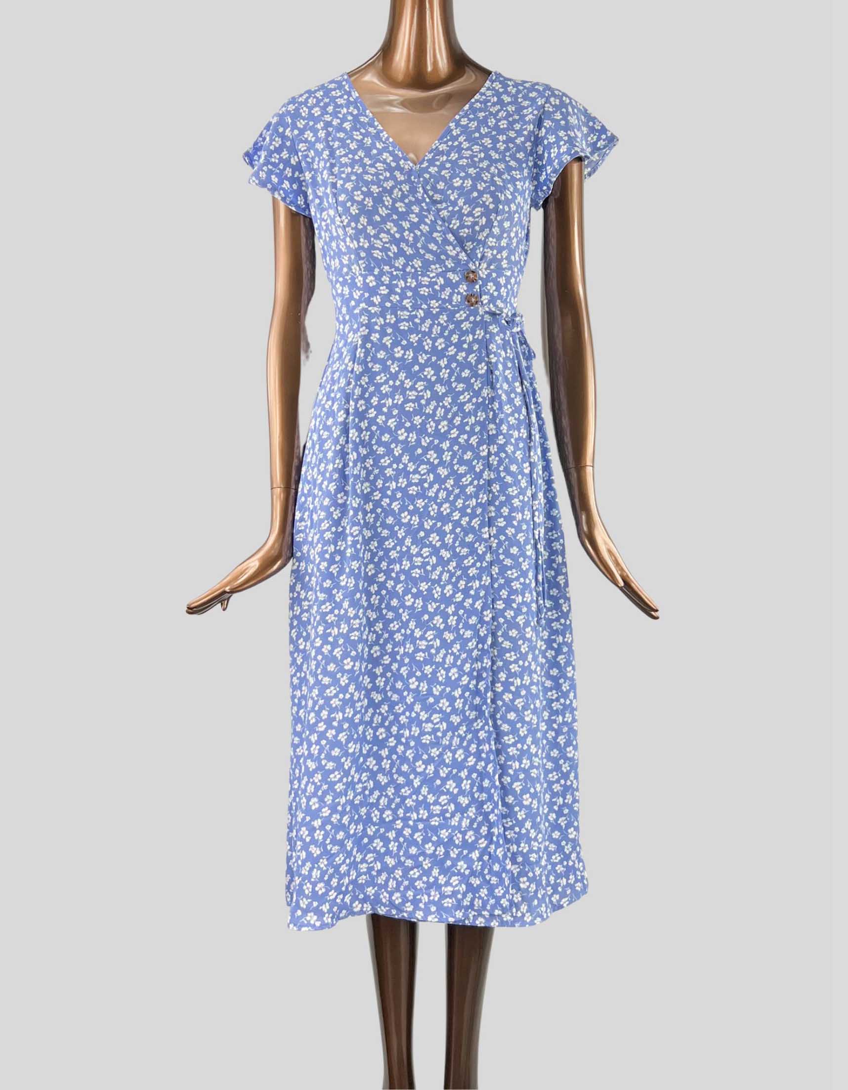 sienna sky blue floral dress Sienna Sky Womens Small Blue Floral Maxi Dress Boho Sleeveless Side Slit