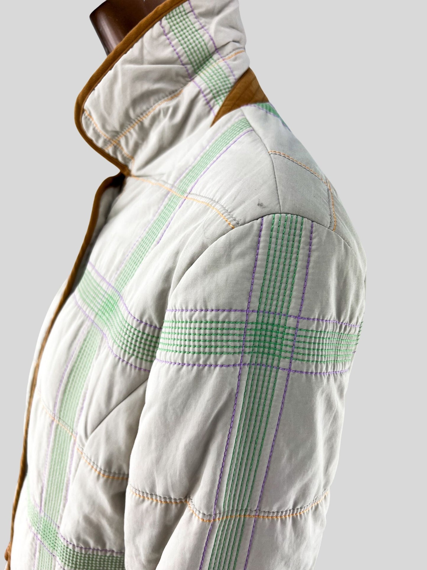 Escada Quilted Plaid Print Jacket - XL | 14 US