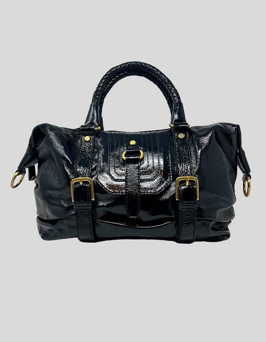 The SAK Convertible Satchel in black patent leather