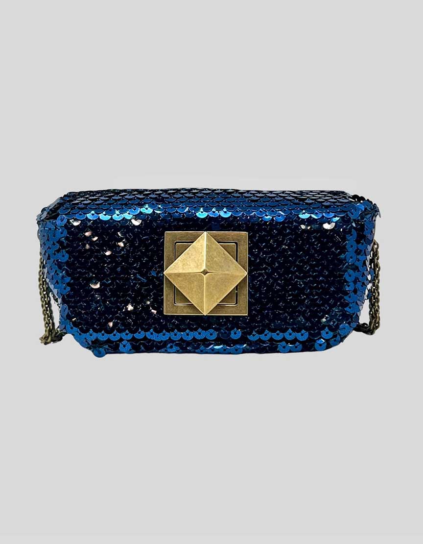 SONIA RYKIEL Blue Sequin Shoulder Bag LuxAnthropy