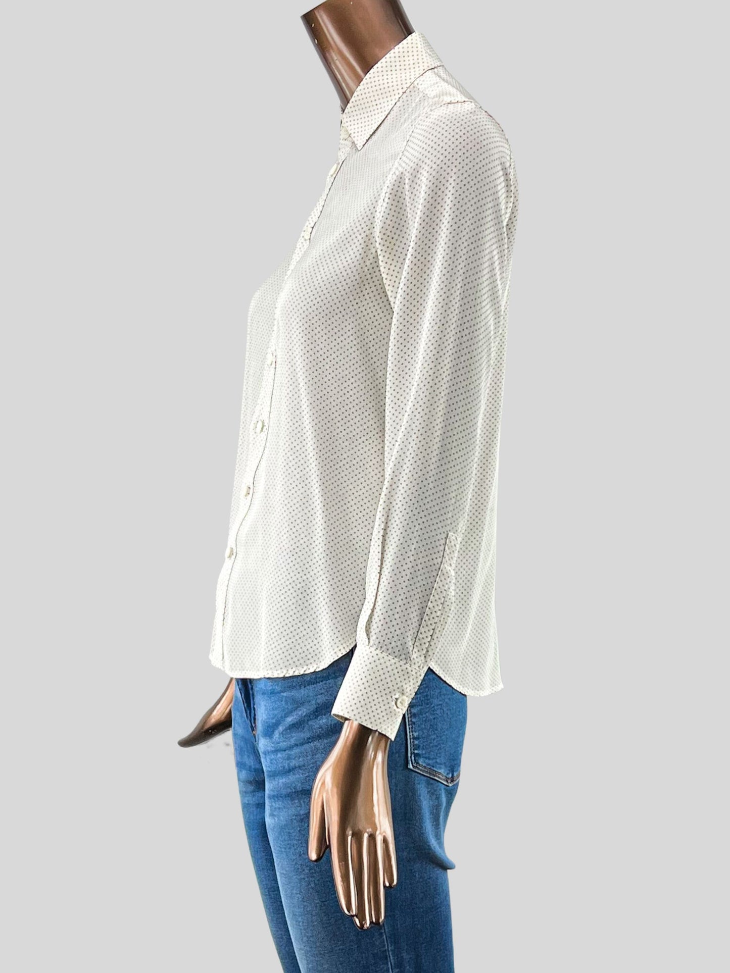 Saint Laurent Classic Cream Blouse with small polka dots- 2US