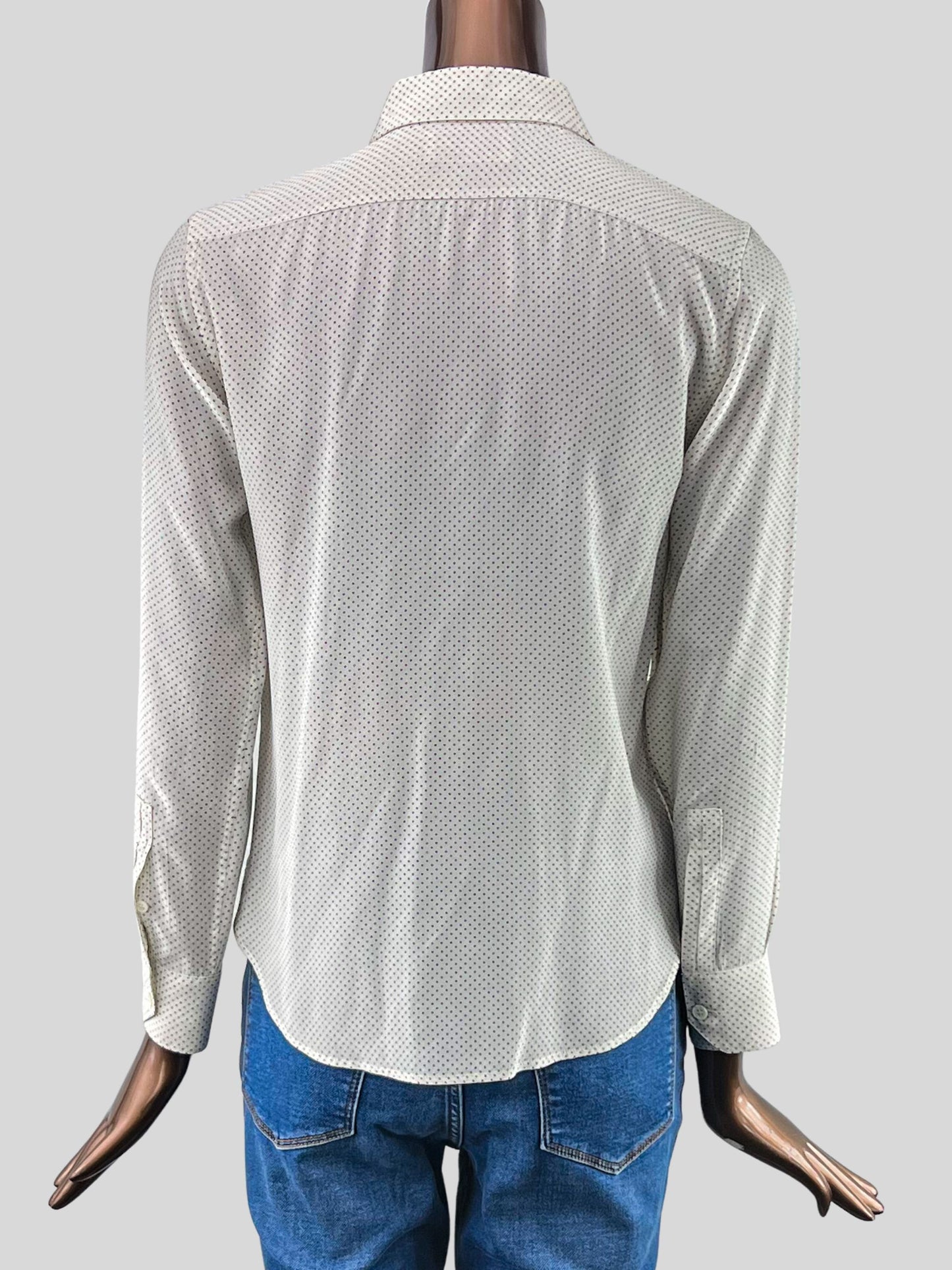 Saint Laurent Classic Cream Blouse with small polka dots- 2US