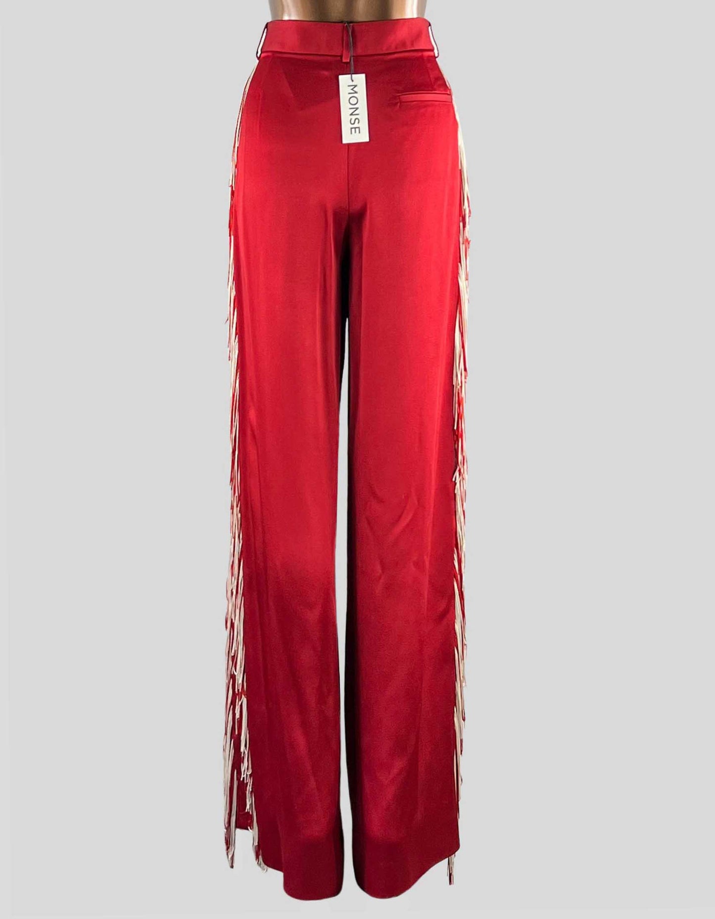 MONSE Wide Leg Pants with fringe trim accent - 8 US