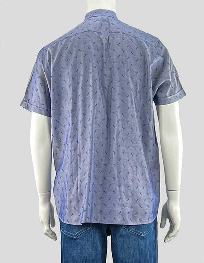 Ted Baker London blue short sleeve button-down shirt - 6 | X-Large