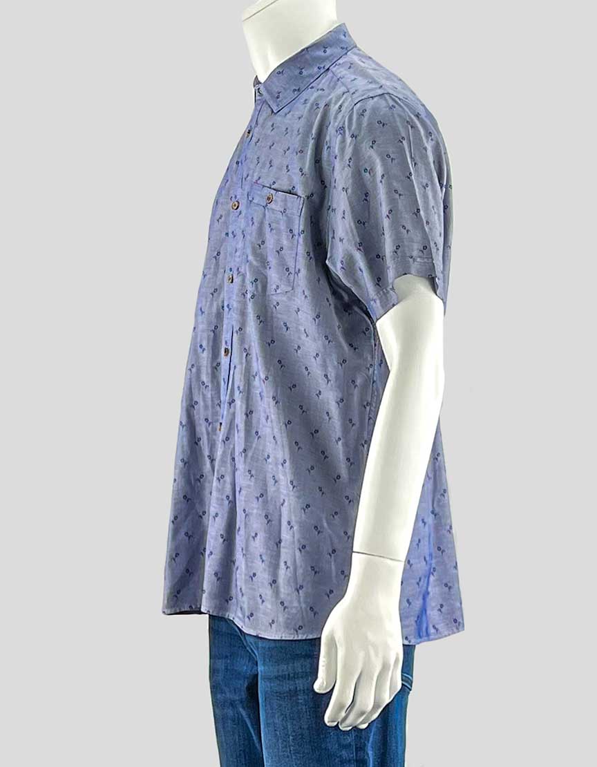 Ted Baker London blue short sleeve button-down shirt - 6 | X-Large