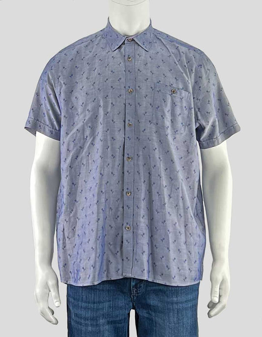 Ted Baker London blue short sleeve button-down shirt - 6 | X-Large